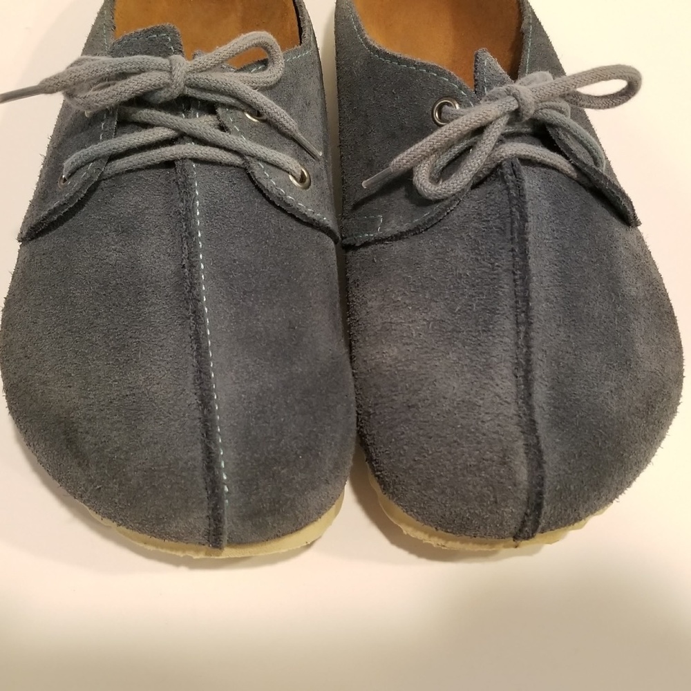 Birkenstock Birki's Mules Shoes Womens Size 9 Blue Suede Slip On Clog Lace Up - Picture 10 of 12